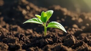 Green plant sprouting from soil, symbolizing small business growth with Chrystal M Marketing’s digital marketing agency services in Halifax and Bridgewater